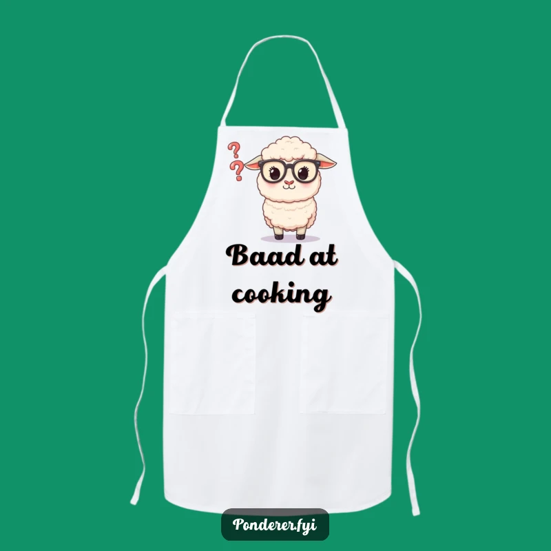 Funny Sheep Glasses Apron: Question Mark Seeker Kitchenwear, a Smart Funny Gift for Cooks!