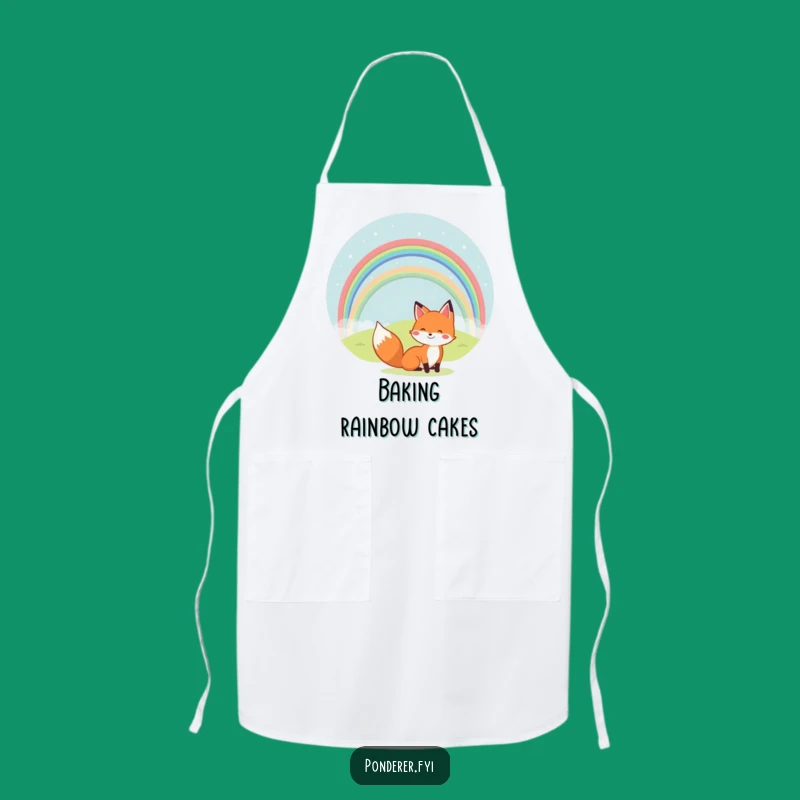 Funny Fox Rainbow Apron: Woodland Chef Bib, Perfect Cheerful Wear