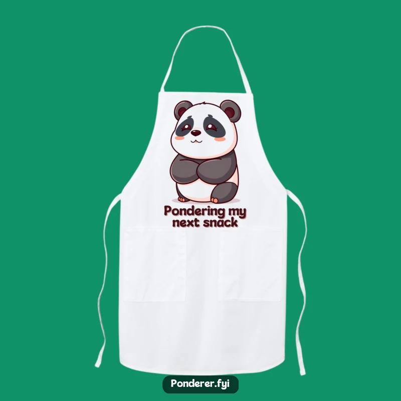Funny Panda Apron: Chef Bear Deep in Thought, Humorous Kitchen Gift