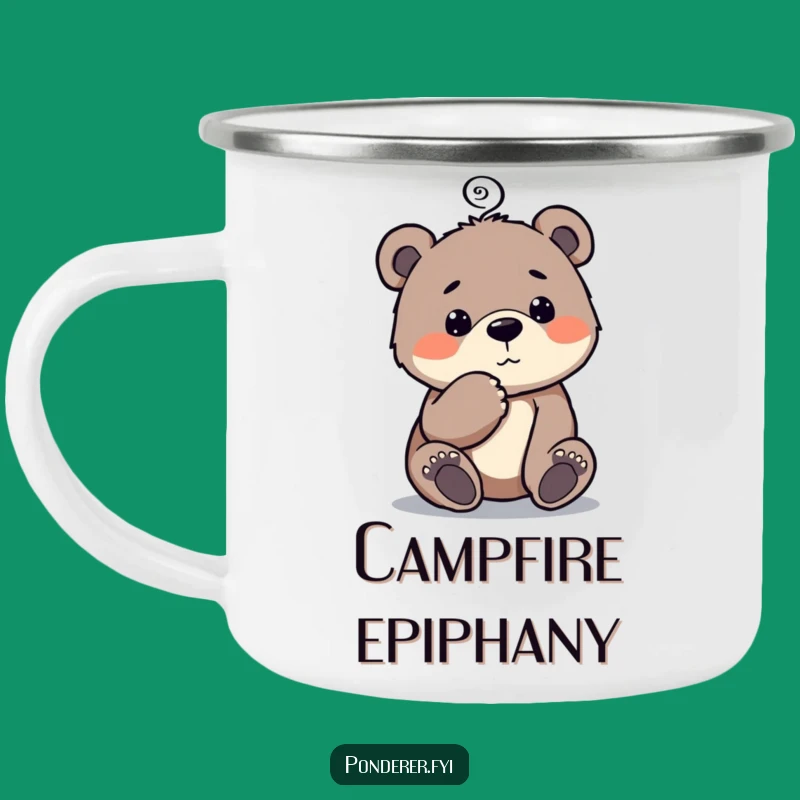 Funny Bear Cub Camping Mug: Thinker's Cup, a Durable Funny Gift for Outdoor Pondering!
