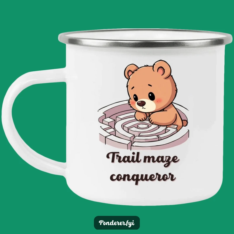 Durable Funny Bear Cub Labyrinth Camping Mug: Trail Navigation, Humorous Gift