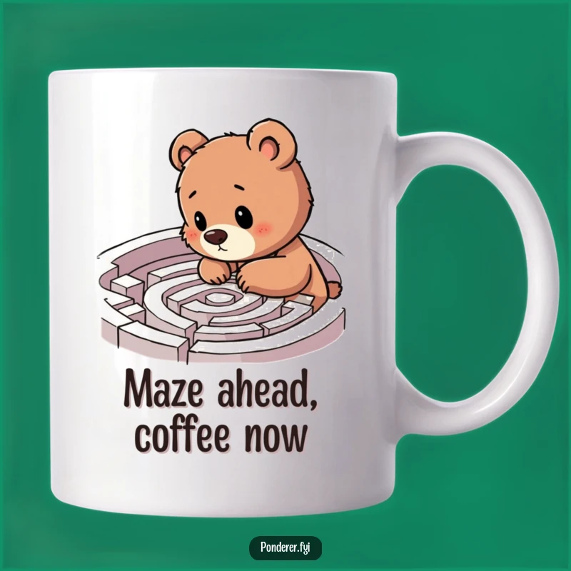 Funny Bear Cub Labyrinth Mug: Solved with Joy, Perfect Humorous Gift