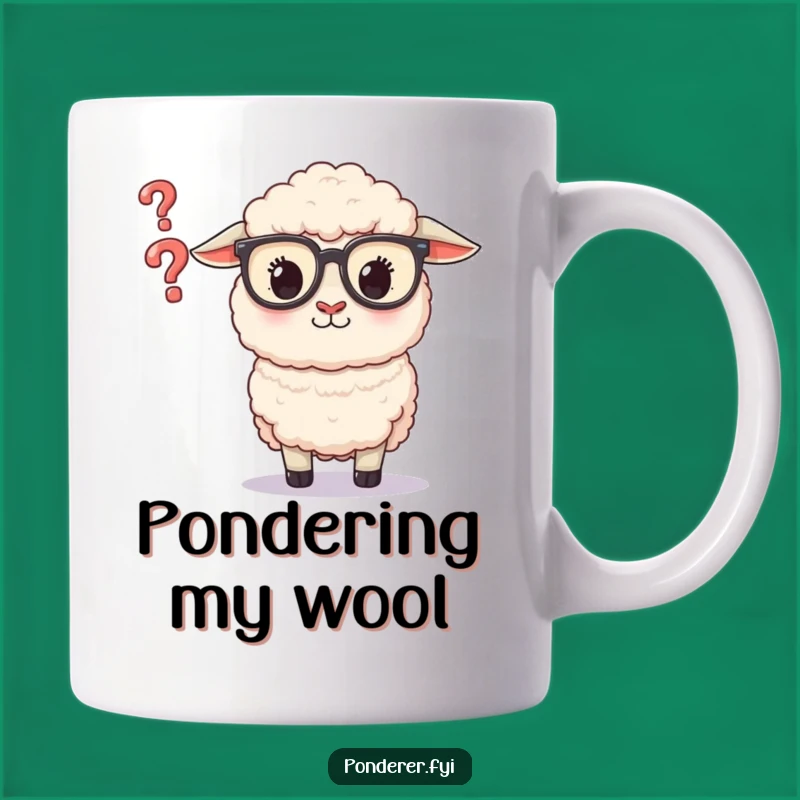 Funny Sheep Glasses Mug: Curious Question Mark Seeker, a Whimsical Funny Gift for Thinkers!