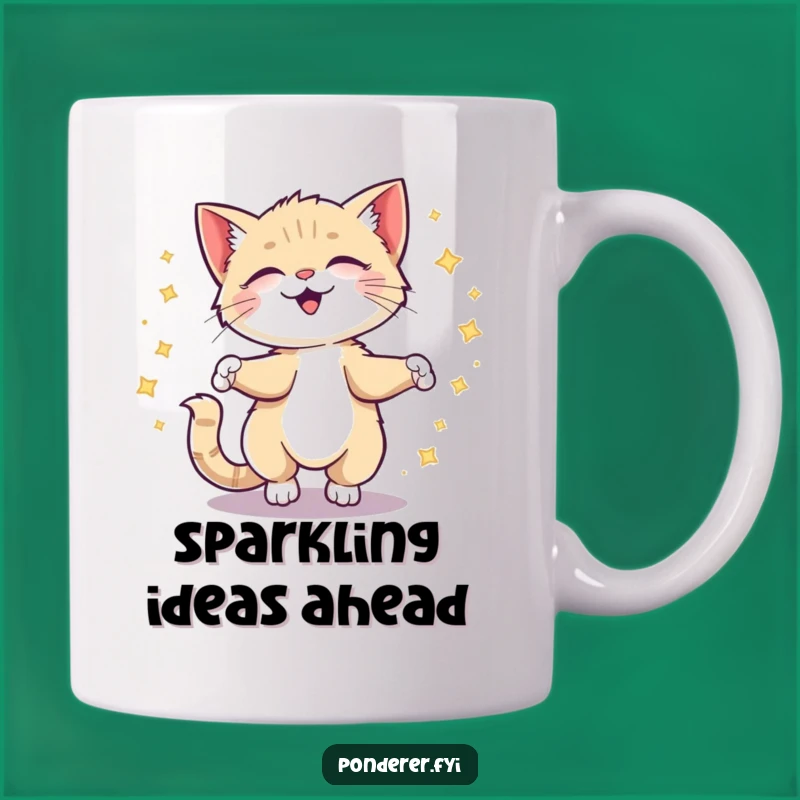 Funny Giggling Kitten Idea Mug: Creative Spark Ceramic Cup, Best Humorous Gift