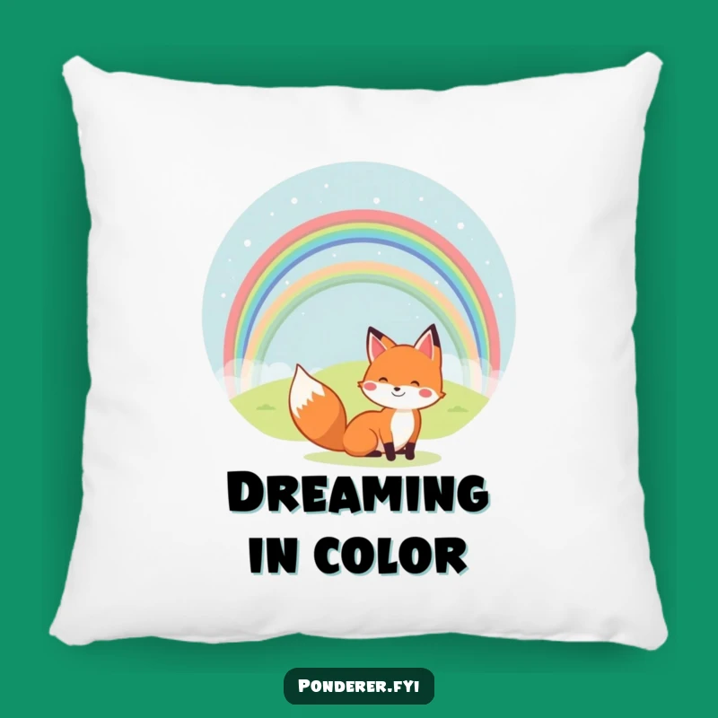 Funny Fox Rainbow Pillow: Cozy Cheerful Cushion, Perfect Joyful Decor