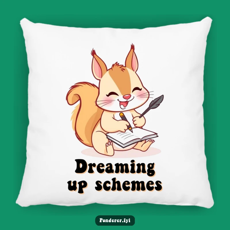 Funny Squirrel Writer Pillow: Comedic Accent for Creative Spaces
