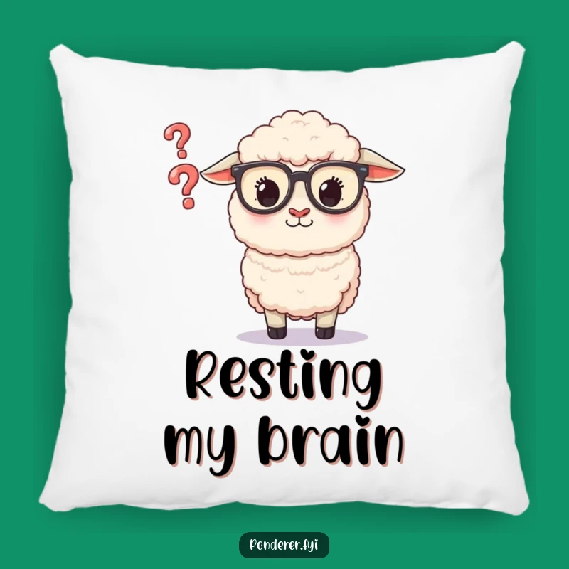 Funny Sheep Glasses Pillow: Cozy Question Mark Cushion, a Soft Funny Gift for Deep Thinkers!