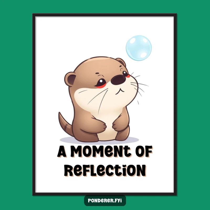 Funny Otter Bubble Digital Art: Instant Calm Decor, Pensive Print, Unique Gift