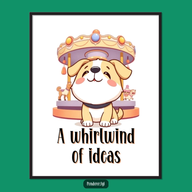Funny Dog Thoughts Digital Art Print: Whimsical Wall Decor