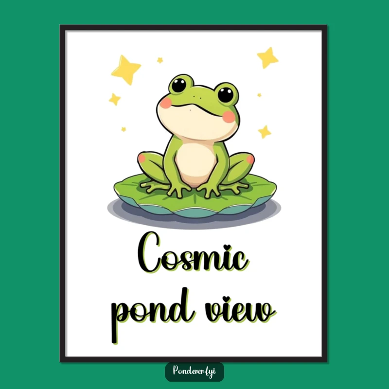 Funny Content Frog Digital Art: Cosmic Ambiance Print, Hilarious Wall Decor