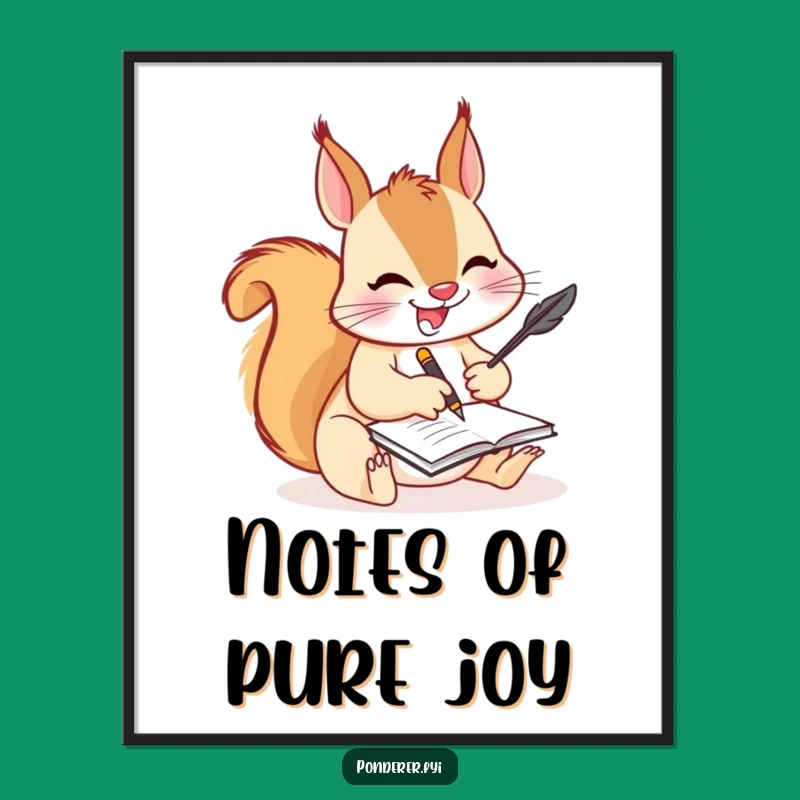 Funny Squirrel Writer Digital Art: Comedic Inspiration for Your Space