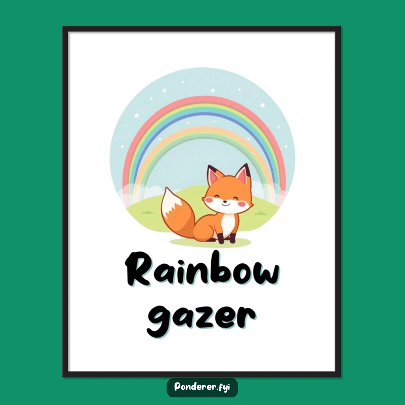 Funny Fox Rainbow Digital Art: Cheerful Woodland Print, Perfect Joyful Decor