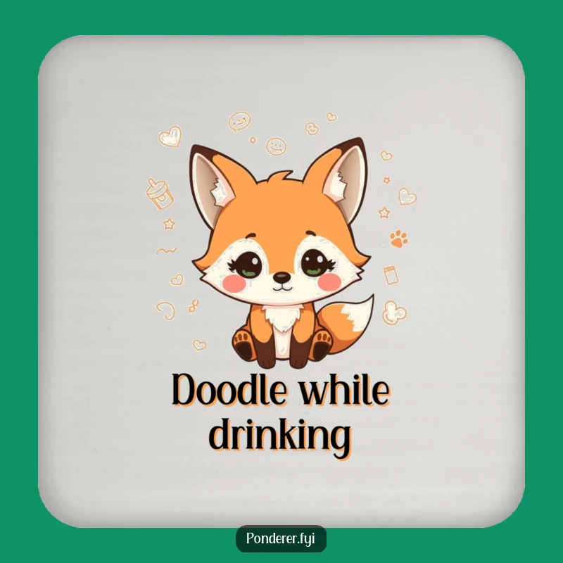 Funny Fox Doodle Drink Coaster: Protect Surfaces with Playful Art