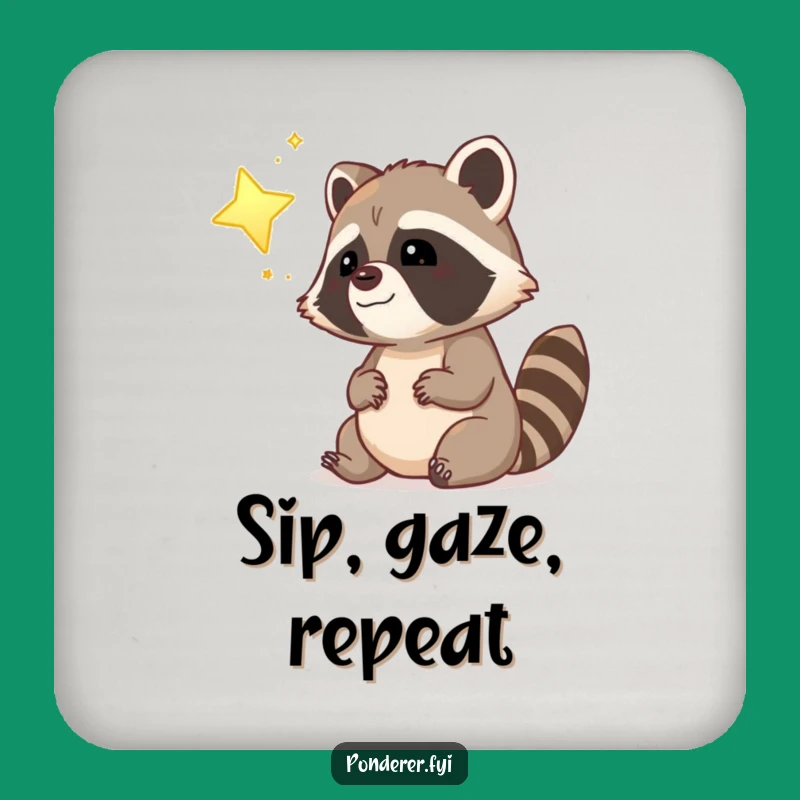 Funny Dreamy Raccoon Coaster: Star Gazing Cop Protector