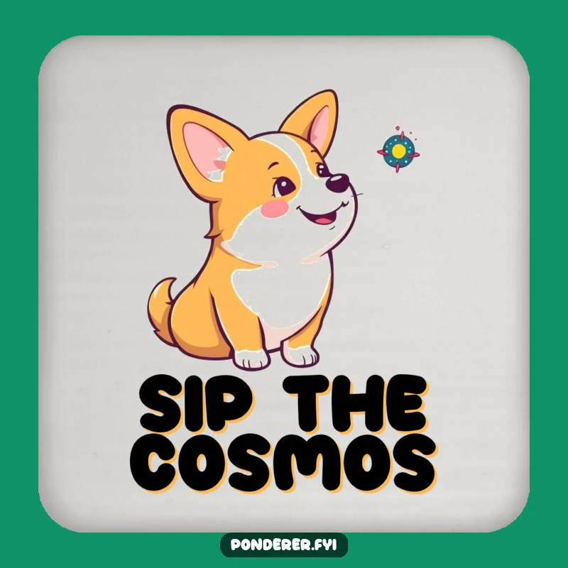 Funny Corgi Galaxy Drink Coaster: Protect Surfaces with Cosmic Canine Charm, Gift