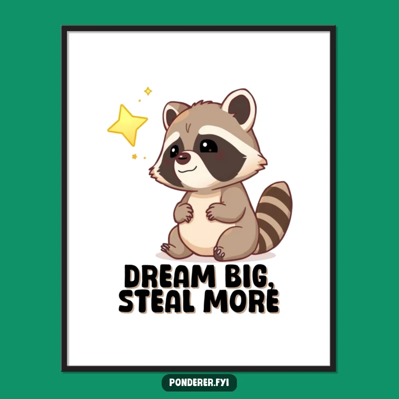 Funny Dreamy Raccoon Poster: Star Gazing Cop Art Gift