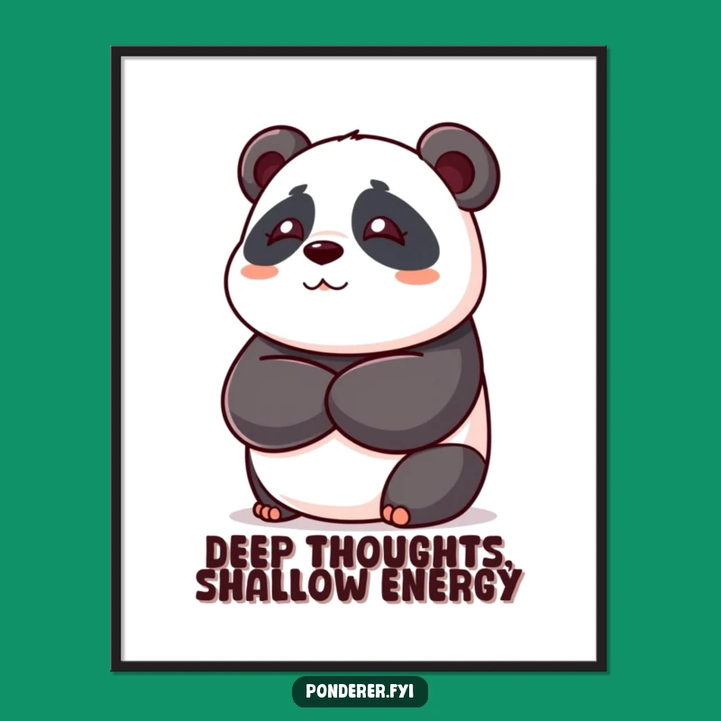 Funny Panda Poster: Playful Bear Deep in Thought, Humorous Wall Art Gift