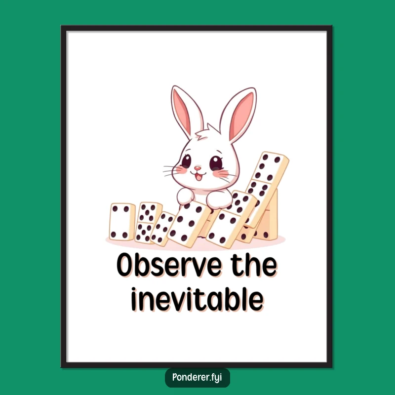 Funny Rabbit Domino Poster: Joyful Scene, Humorous Wall Art Gift