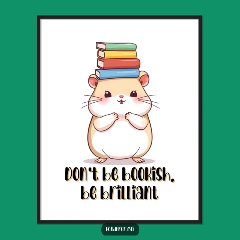 Free Printable Wall Art: Humorous Bookish Hamster Decor - Downloadable Art Gift