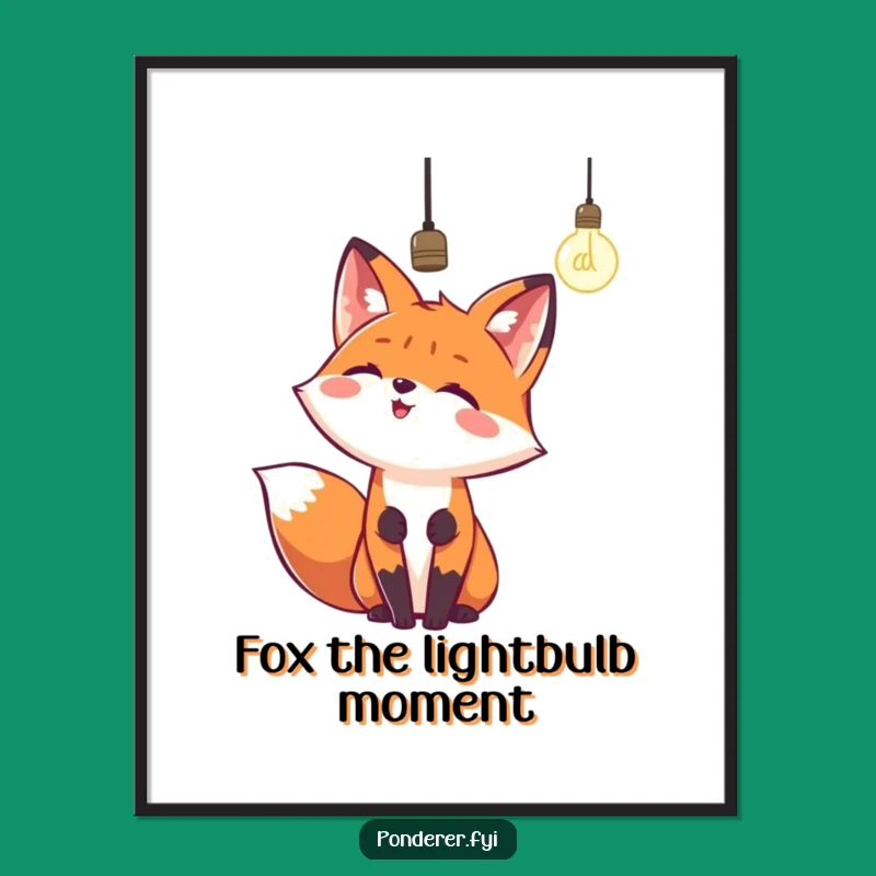 Free Printable Wall Art: Fox Lightbulb Idea Art - Hilarious Downloadable Decor Gift
