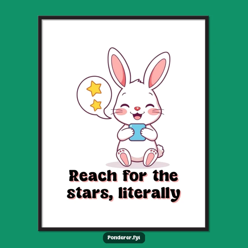 Free Printable Wall Art: Cheerful Rabbit Stars Speech Bubble Funny Downloadable Decor