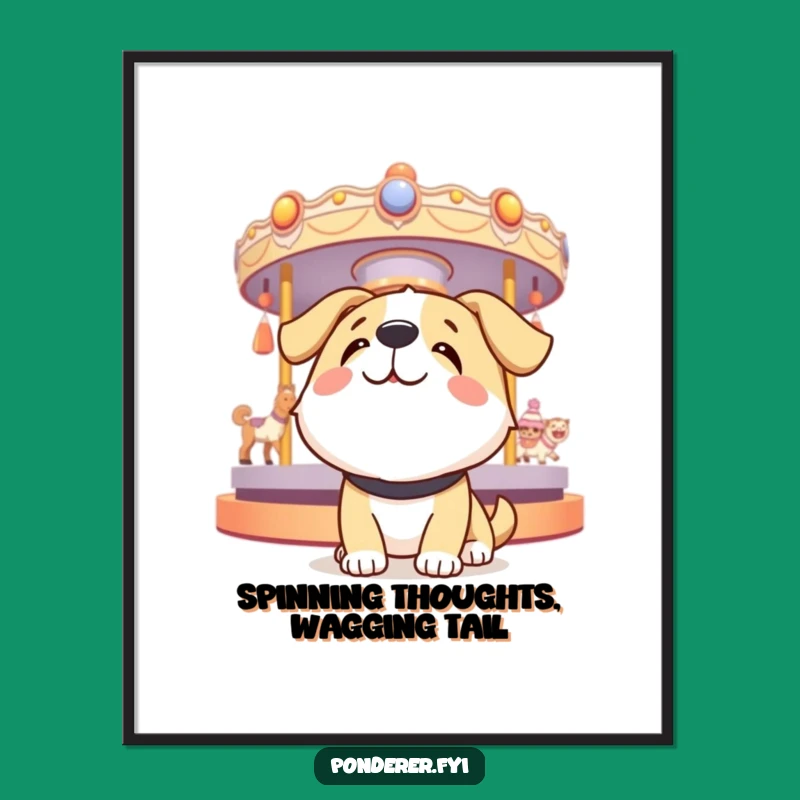 Funny Free Printable Dog Art: Downloadable Happy Thoughts Carousel Wall Decor