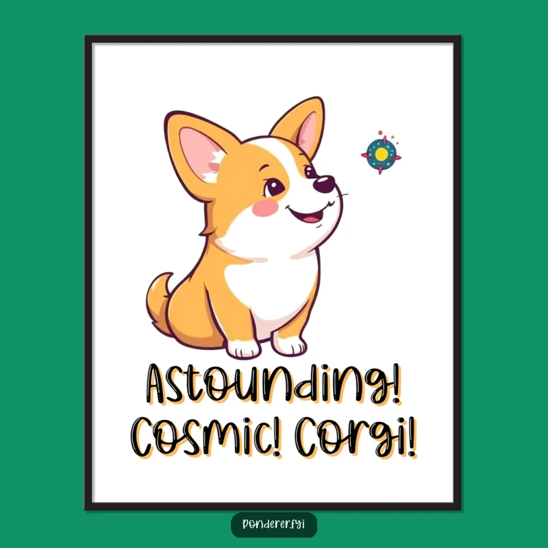 Funny Free Printable Wall Art: Corgi Galaxy Contemplation - Whimsical Downloadable Home Decor!