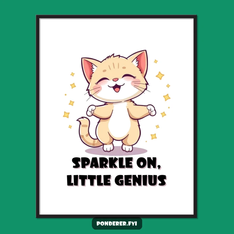 Funny Free Printable Wall Art: Giggling Kitten Sparkle - Whimsical Downloadable Decor!