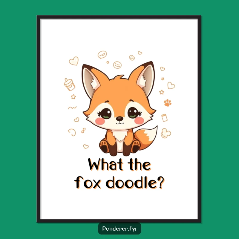 Free Printable Wall Art: Playful Fox Quizzical Doodles Funny Downloadable Decor