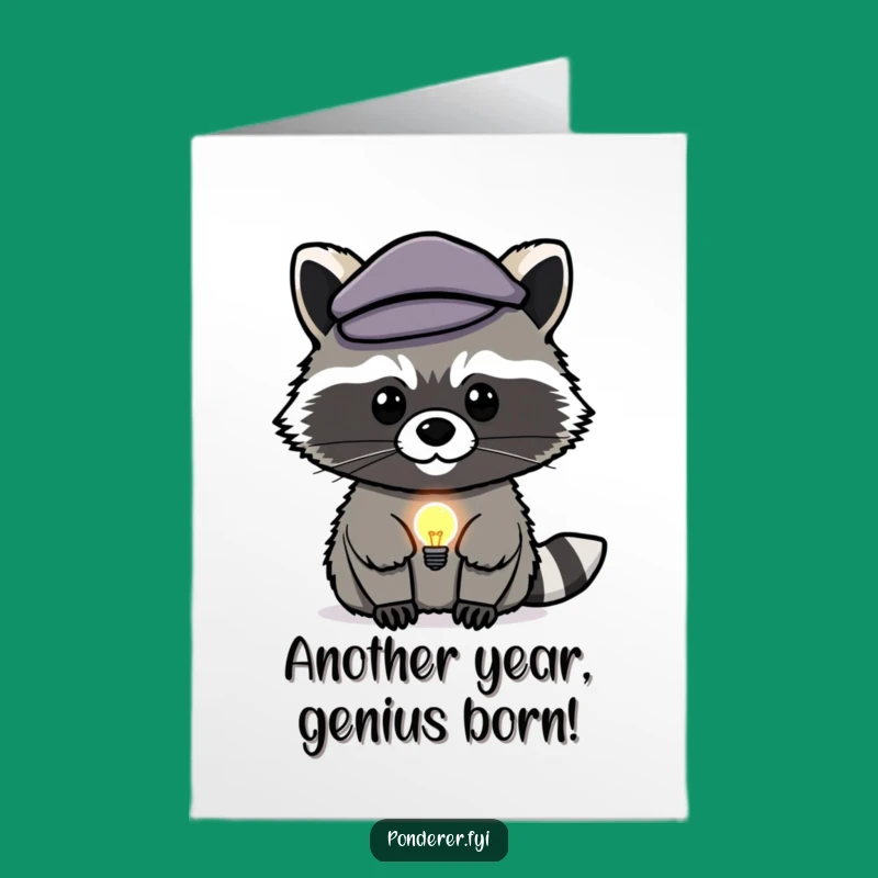 Free Printable Raccoon Genius Birthday Card: Funny Downloadable Gift for Smarty Pants