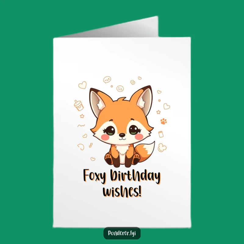 Free Printable Fox Birthday Card: Quizzical Doodles Funny Greeting Downloadable Gift