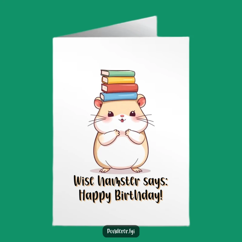 Free Printable Birthday Card Featuring Funny Bookish Hamster - Instant Download Gift