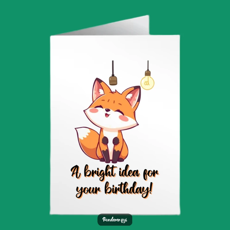 Free Printable Birthday Card: Happy Fox Lightbulb Idea - Hilarious DIY Downloadable Gift