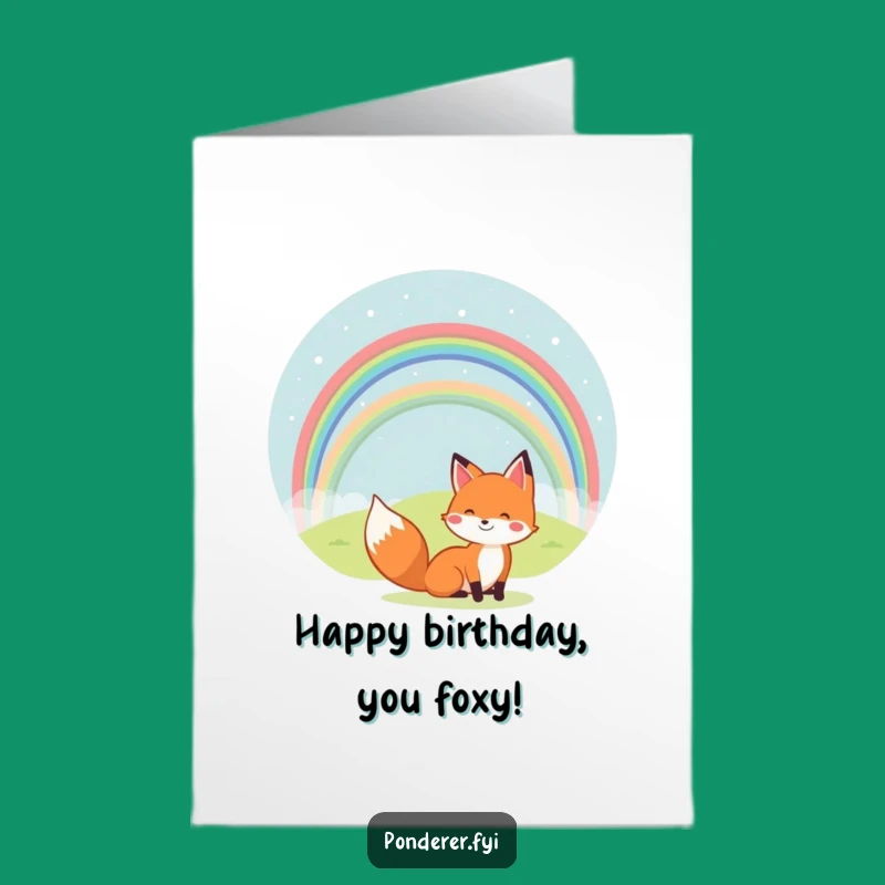 Free Printable Fox Rainbow Birthday Card - Funny Downloadable Gift for Happy Souls