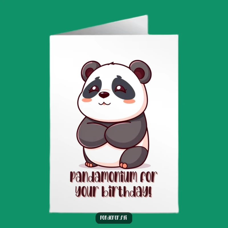 Free Printable Panda Birthday Card: Funny Thinking Bear Downloadable Gift