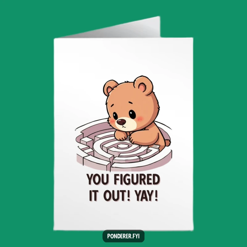 Free Printable Bear Cub Congrats Card: Funny Labyrinth Solver Downloadable Gift