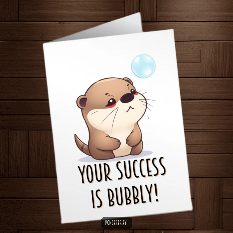 Funny Free Printable Congratulations Card: A pensive otter stares at a shimmering bubble, a contemplative downloadable gift.