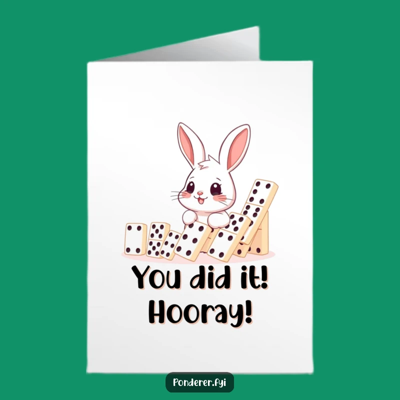 Free Printable Rabbit Congrats Card: Funny Domino Effect Downloadable Gift
