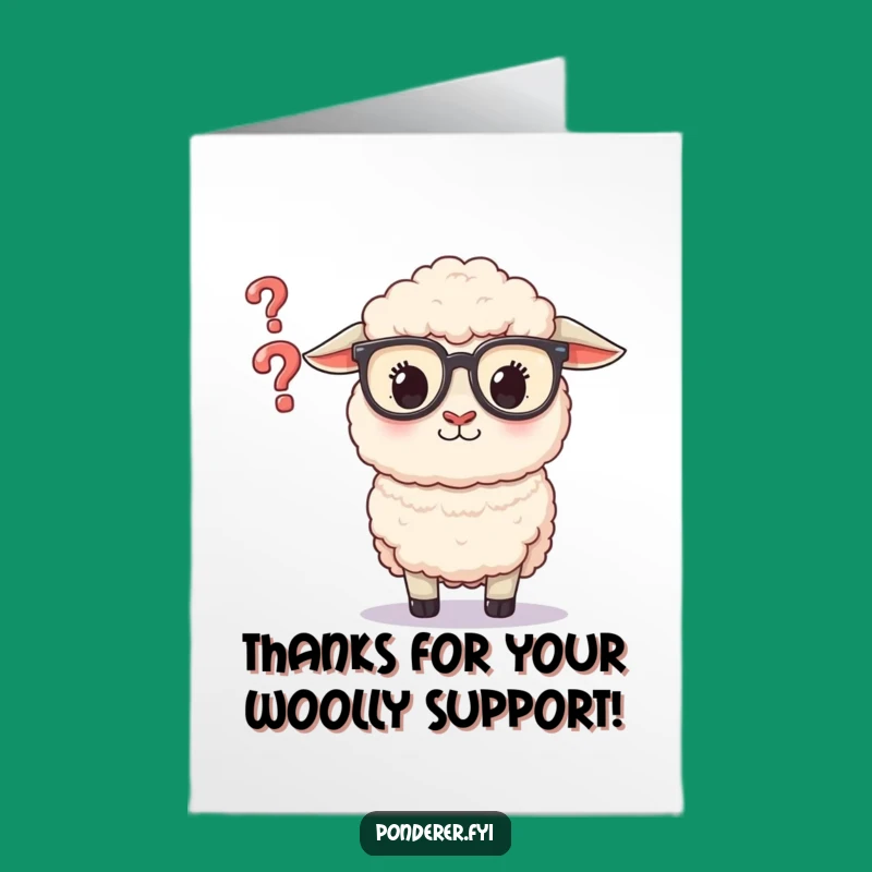 Free Printable Thank You Card: Curious Sheep Question Mark Funny Downloadable Gift