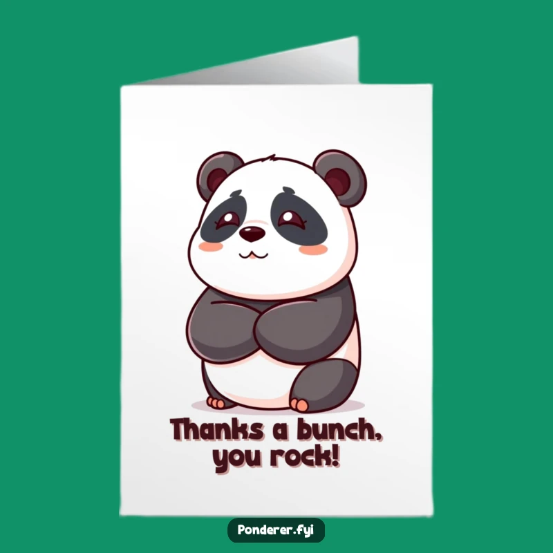 Free Printable Panda Thank You Card: Funny Thinking Bear Downloadable Gift