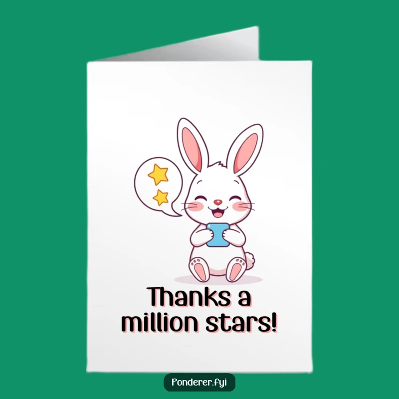 Free Printable Thank You Card: Starry Rabbit Speech Bubble Funny Appreciation Gift