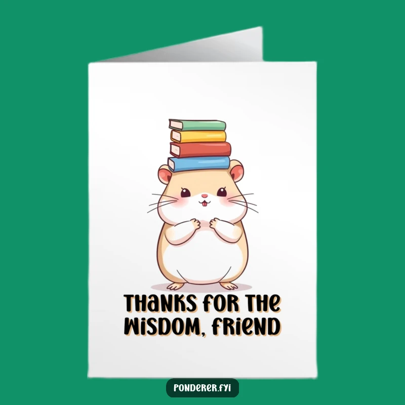 Free Printable Thank You Card: Grateful Bookish Hamster - DIY Gift