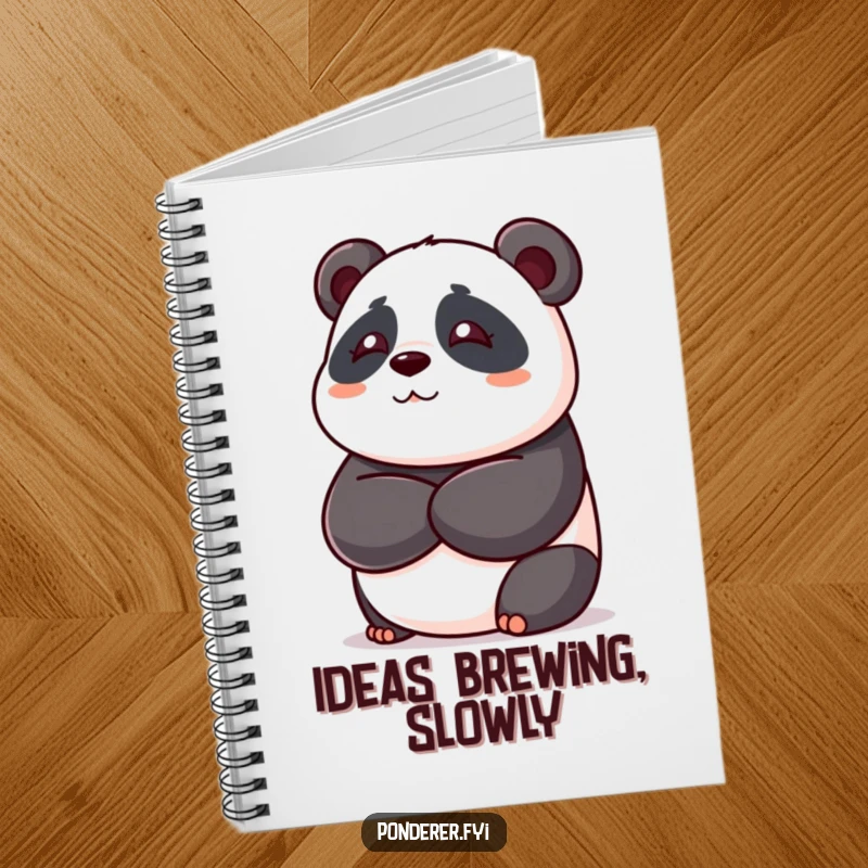 Funny panda bear notebook, playful bear with crossed arms deep in thought, ideal for journaling and humor, great funny gift.