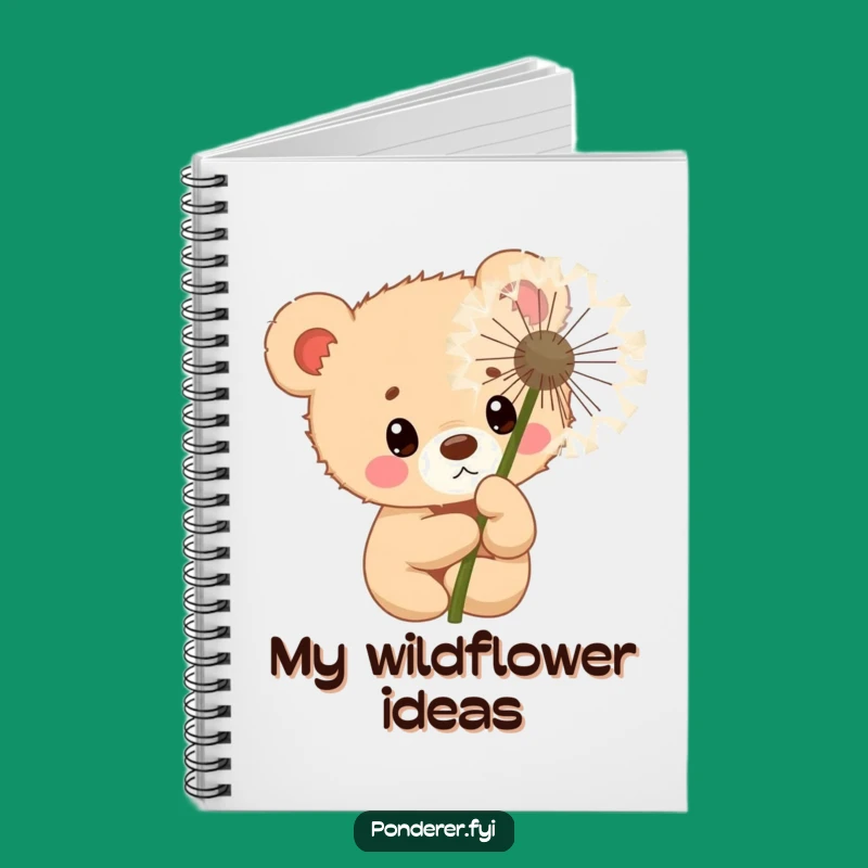 Funny Curious Bear Cub Notebook: Dandelion Peek Journal