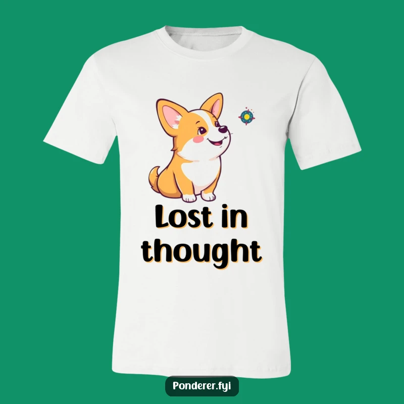 Funny Corgi Galaxy Tee: Comedic Canine Contemplation T-Shirt, Perfect Humorous Gift