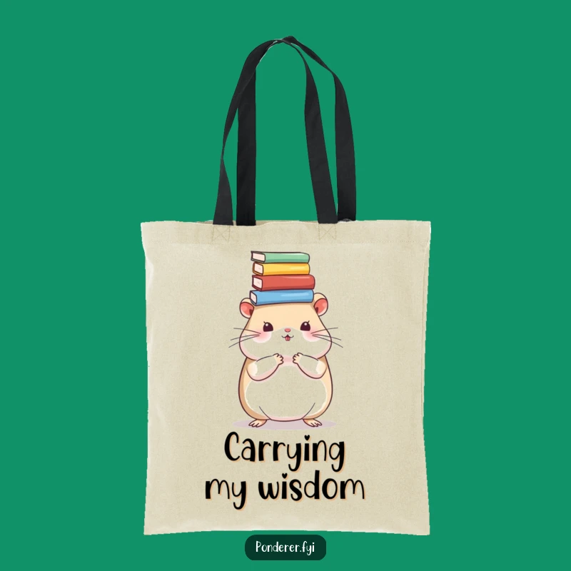 Funny Hamster Book Carrier Tote Bag: Adorable Scholar Rodent Accessory Gift